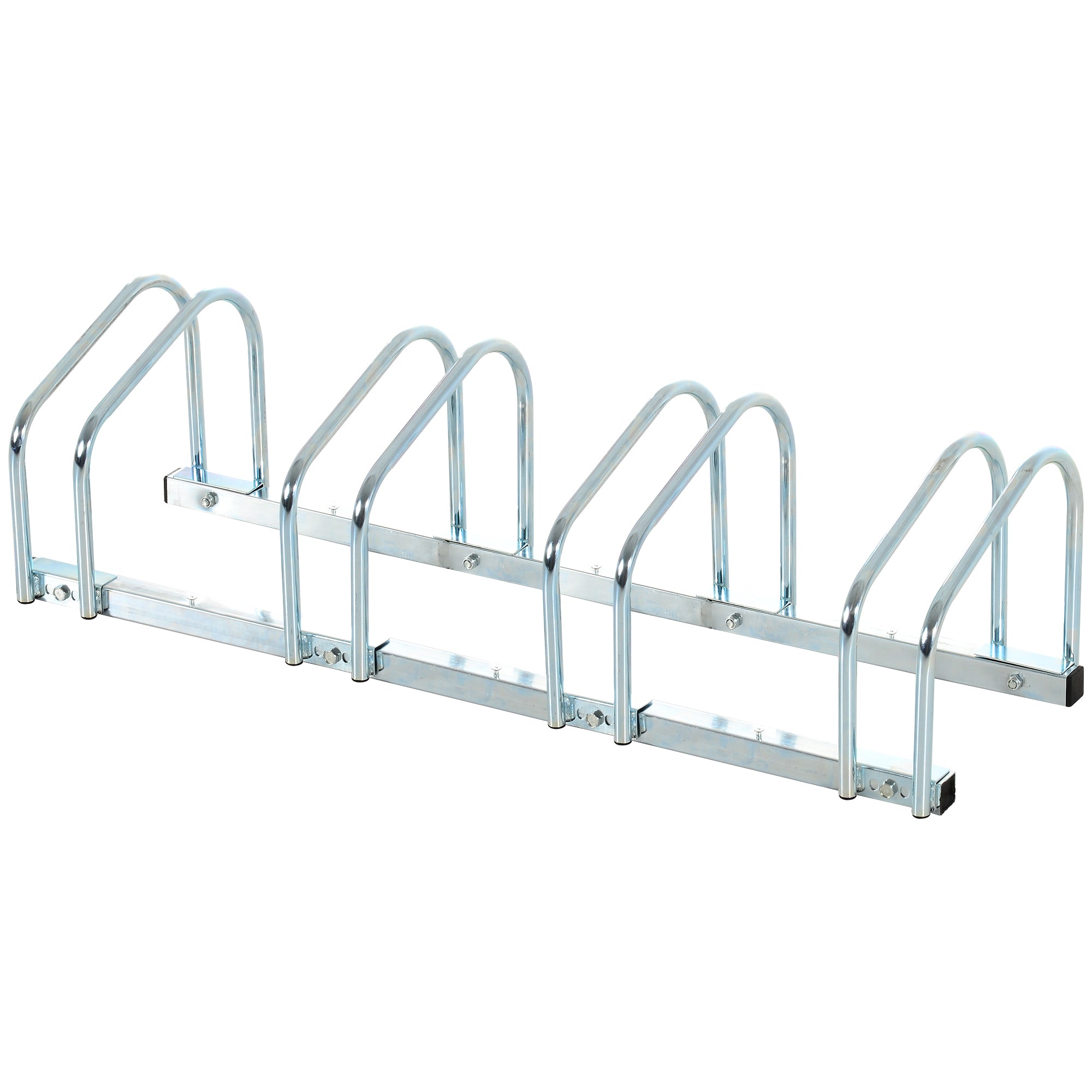 Bike Stand Parking Rack Floor or Wall Mount Bicycle Cycle Storage Locking Stand (4 Racks, Silver)