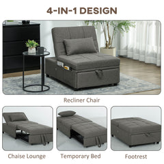 Four-In-One Single Sleeper Chair - Dark Grey