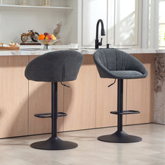 Fynco - Set of Two Relaxed Tub Bar Stools - Dark Grey