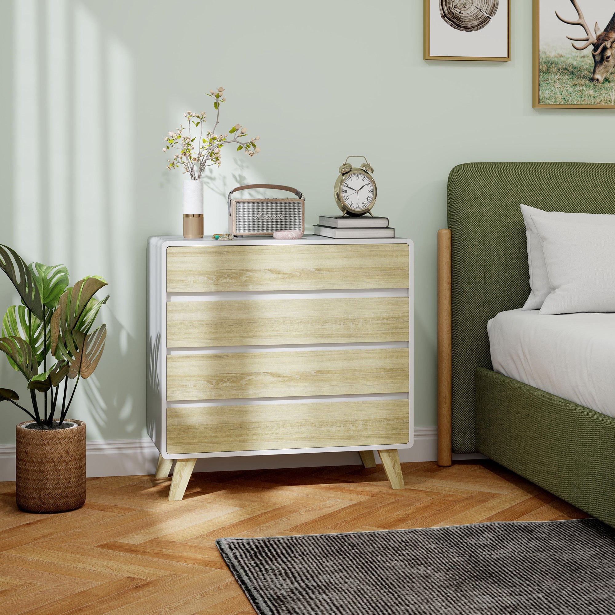 Chest of Four Drawers - Wood-Effect/White