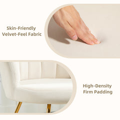 Velvet-Feel Lotus Petal Accent Chair - Cream