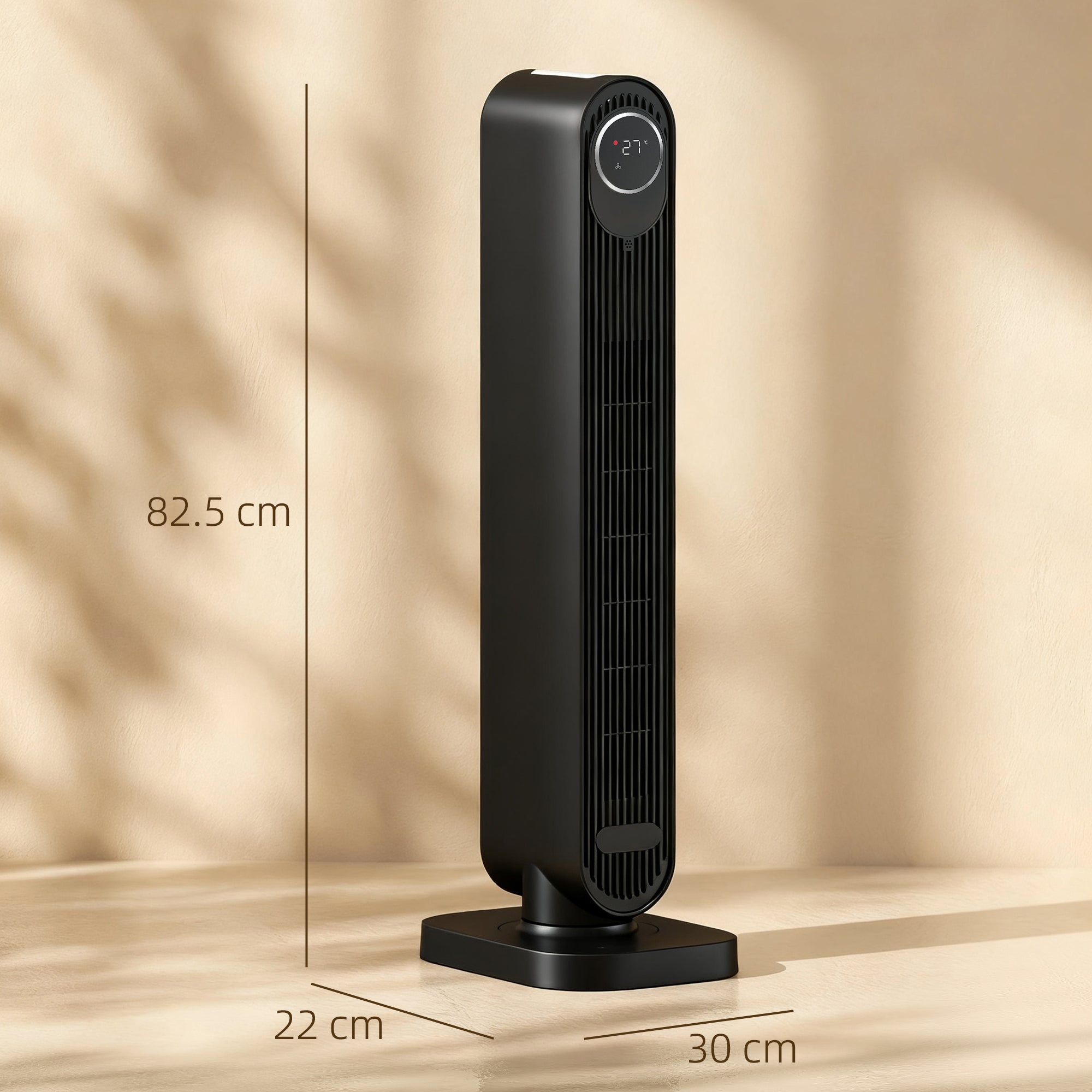 Fynco - 2000W Ceramic Electric Heater with Fan, Timer, Oscillation - Black