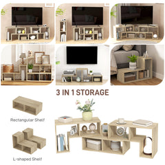 TV Stand for TVs up to 75 Inches, Free Combination TV Unit with Storage Shelves, Extendable Entertainment Centre for Living Room, Grey Oak Wood Grain
