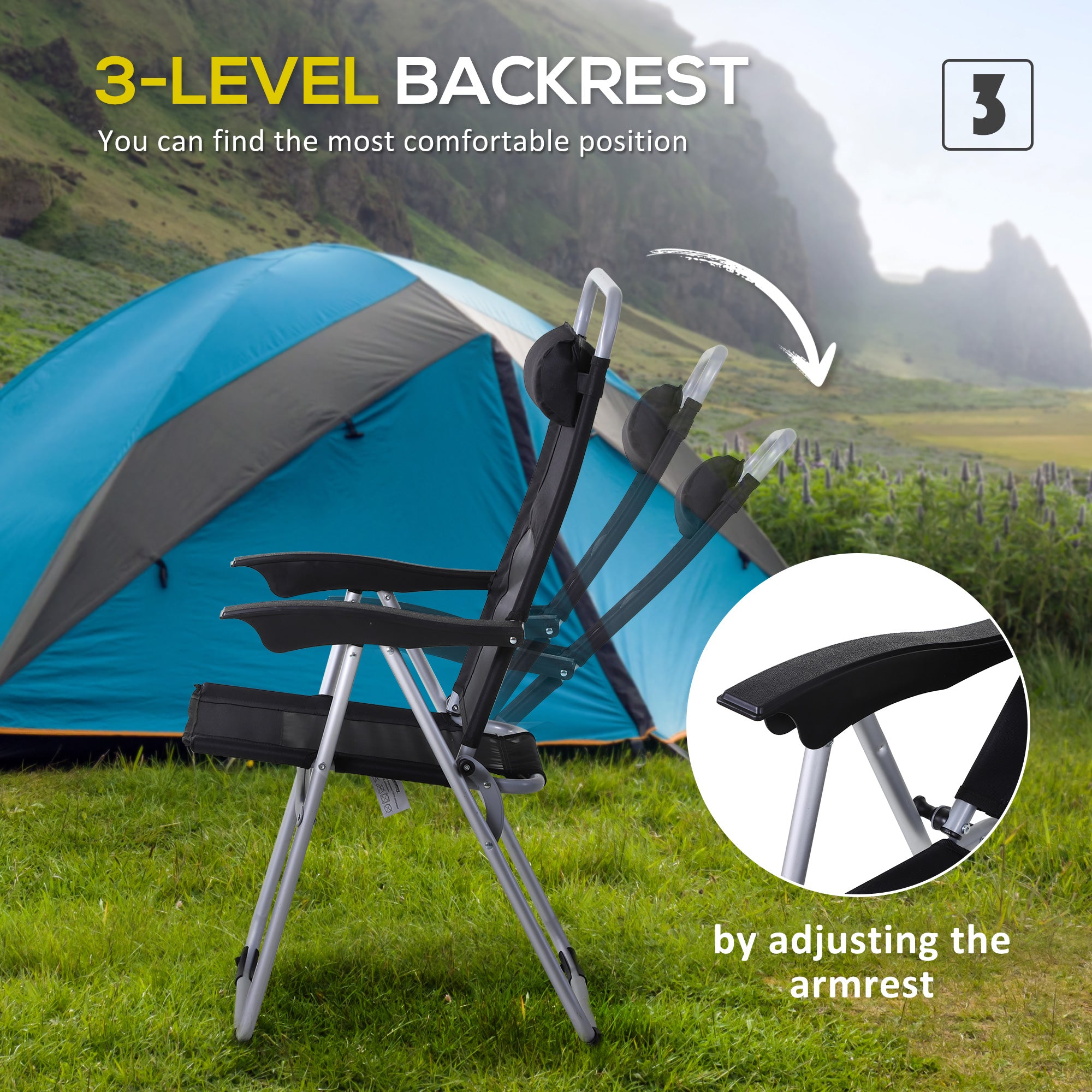 3 Piece Folding Camping Table and Chairs Set, Backpacking Chairs with Portable Table