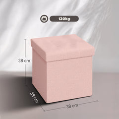 Foldable Sherpa Fleece Storage Ottoman - Pink