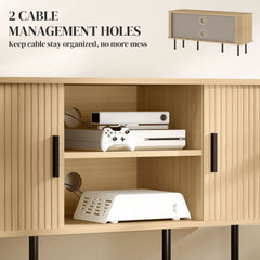 TV Stand Cabinet for TVs up to 55 Inches, TV Unit with Storage Shelves and Cupboard for Living Room, Oak Tone