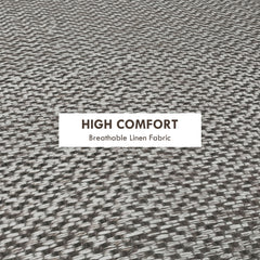 Round Linen-Look Storage Ottoman - Light Grey