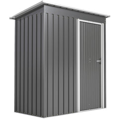 Fynco - 5x3 Storage Shed with Sliding Door and Sloped Roof for Garden, Light Grey