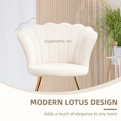 Velvet-Feel Lotus Petal Accent Chair - Cream