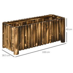 100L Raised Flower Bed Wooden Rectangular Planter Container Box Flower Pot Herb Pot 100L x 38.5W x 40H (cm)