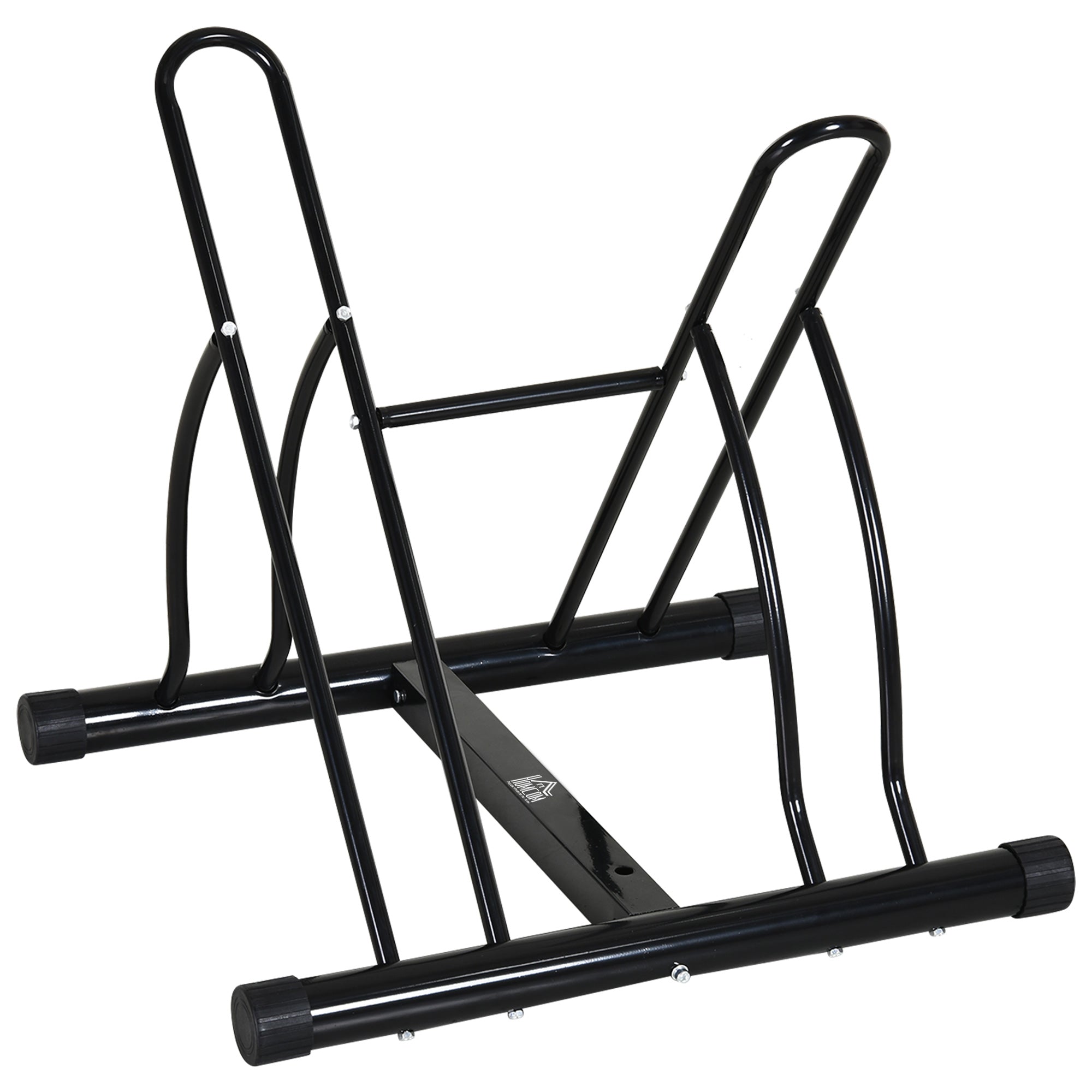 2 Bike Floor Parking Stand Rack Indoor Outdoor Ground Reversible - Black