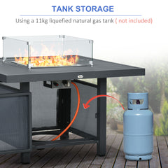 6-Piece Aluminium Garden Furniture Set with Fire Pit Table, Outdoor Dining Sofa Set with Cushions, Loveseats and Footstools, Sectional Corner Conservatory Furniture for Patio, Grey