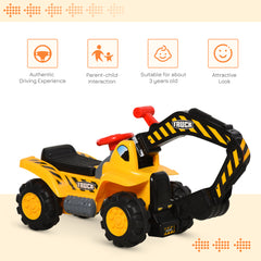 Kids Ride On Excavator Digger w/ Storage Basketball Net Steering NO POWER Wheel Vehicle Truck Toy