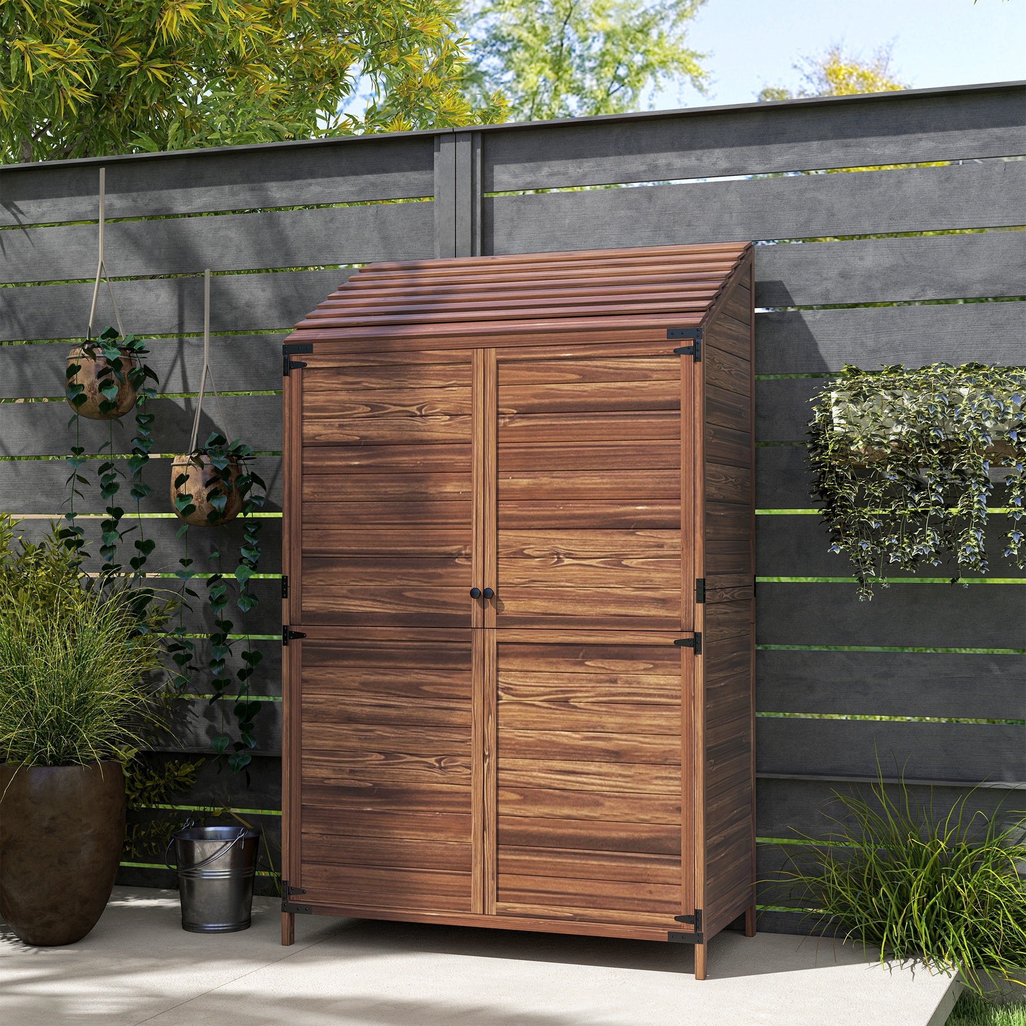 103.5 x 59 cm Wooden Garden Shed - Brown