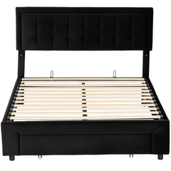 Fynco - Double Ottoman Bed Frame, with Front Drawer - Black
