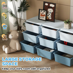 Kids Storage Unit, with Nine Drawers - Blue