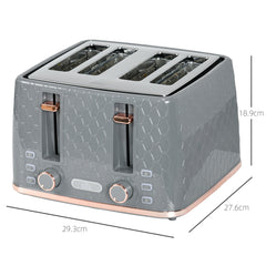 Four-Slice Honeycomb Toaster - Grey
