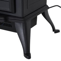 Fynco - Electric Stove Heater with Realistic Flame Effect, 2000W Portable Indoor Freestanding Electric Fireplace with Adjustable Thermostat, Black