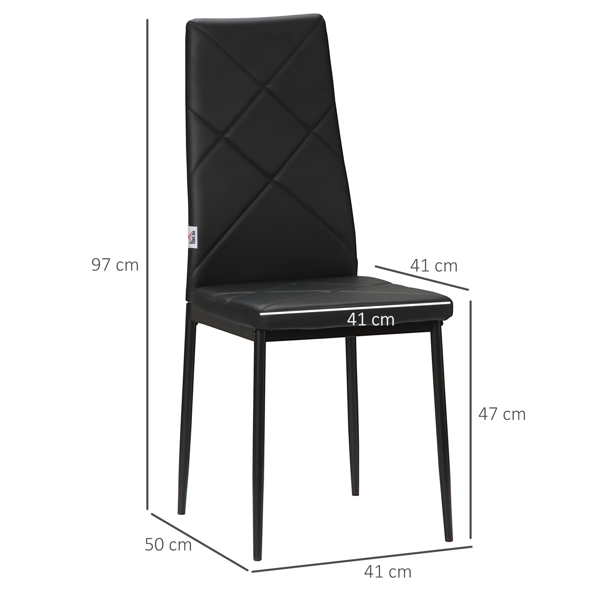 Set of 4 Faux Leather Dining Chairs - Black