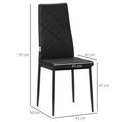 Set of 4 Faux Leather Dining Chairs - Black