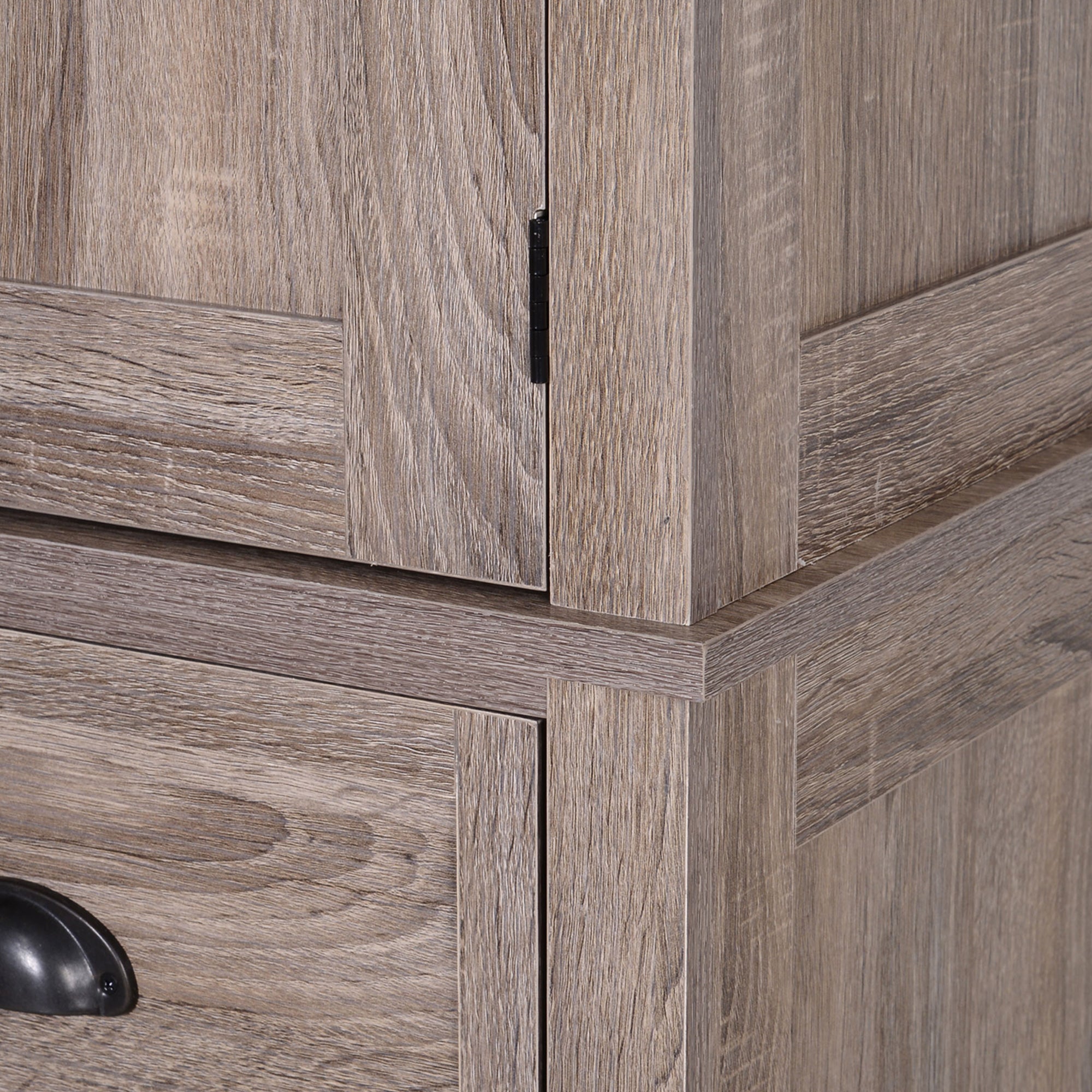 Freestanding Kitchen Cupboard, 184cm Tall Storage Cabinet with Doors and Shelves, Traditional Colonial 4-Door Kitchen Pantry Cupboard with Drawer, Dark Wood Grain