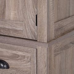 Freestanding Kitchen Cupboard, 184cm Tall Storage Cabinet with Doors and Shelves, Traditional Colonial 4-Door Kitchen Pantry Cupboard with Drawer, Dark Wood Grain