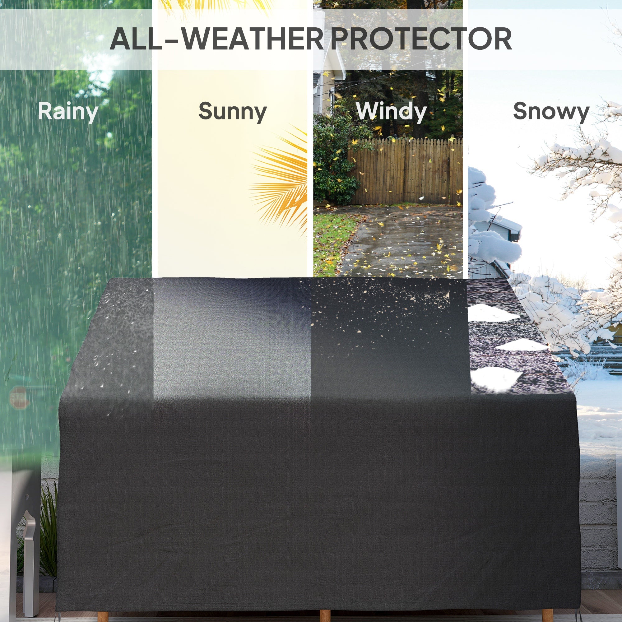 Fynco - 600D Oxford Cloth Furniture Cover, 2 Seater Sofa Protector for Garden Patio, Outdoor, Waterproof, Black, 140L x 84W x 56/94H cm