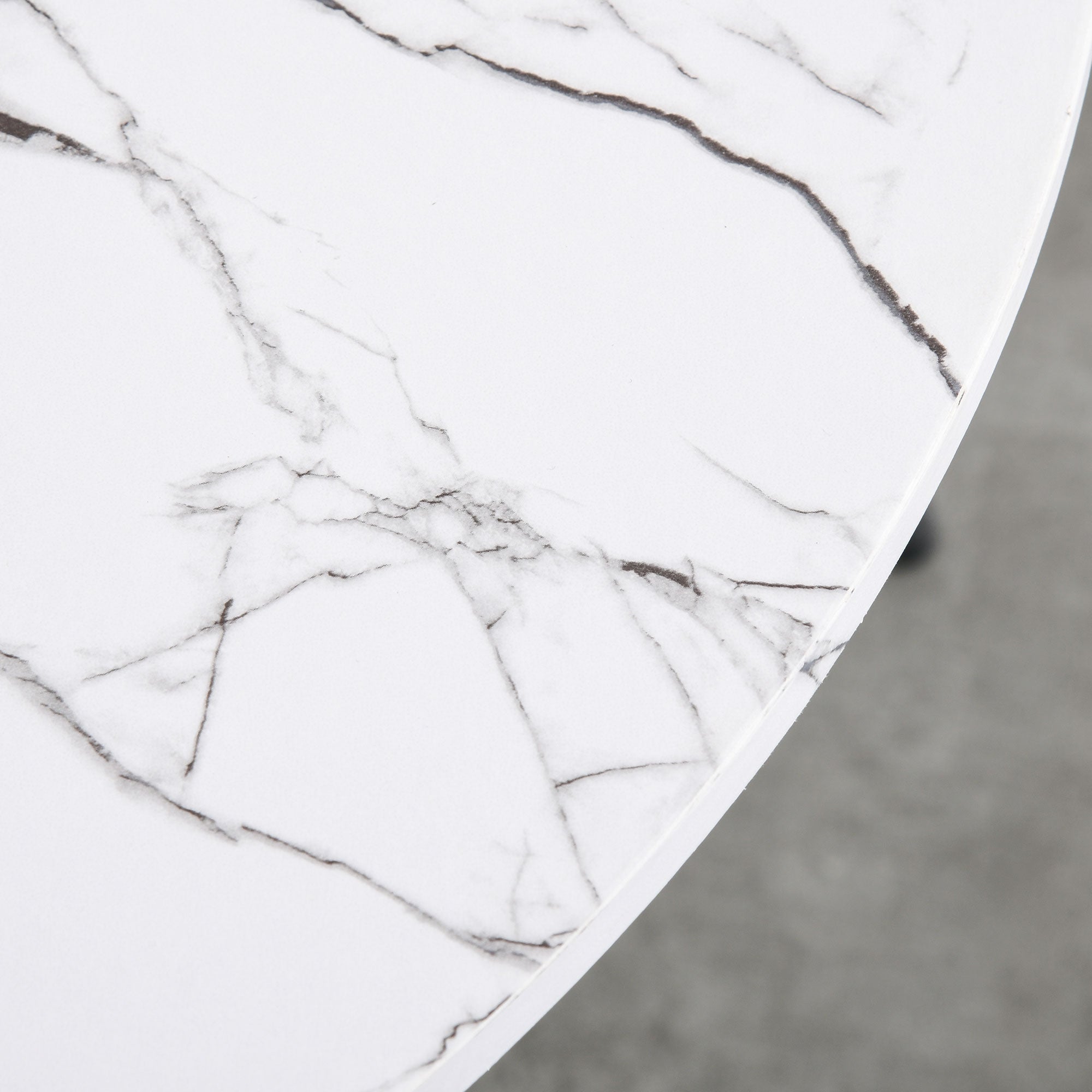 Modern Round Dining Table Leisure Coffee Bistro Table with Metal Base for Kitchen & Dining Room White