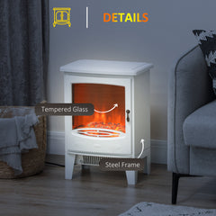 Fynco - Tempered Glass Casing Electric Fireplace, Freestanding Electric Fire with Realistic Flame Effect, Log Burner with Overheat Protection, 950w/ 1850W, White