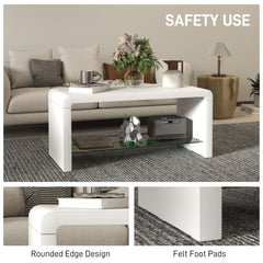 Curved Two-Tier Coffee Table - High Gloss White