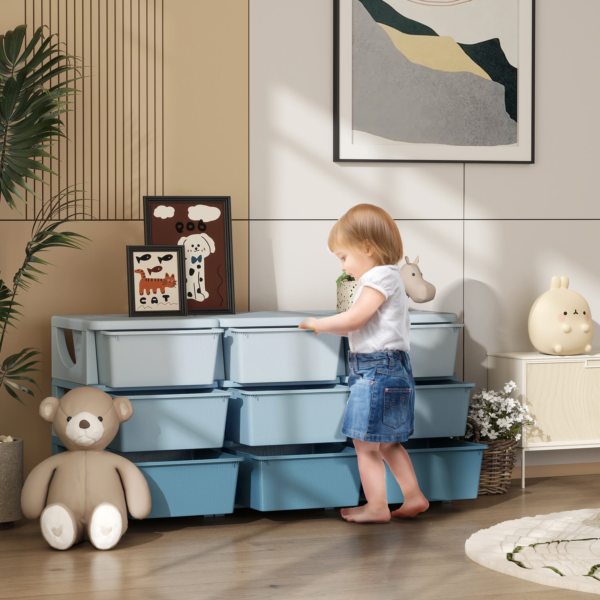 Kids Storage Unit, with Nine Drawers - Blue