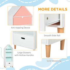 Kids Children Wooden Bookcase w/Drawer Bedroom Furniture Bookshelf Storage Rack Display Unit Toys Games Organisation Cabinet Pink Blue Back Panel 50 x 30 x 142 cm