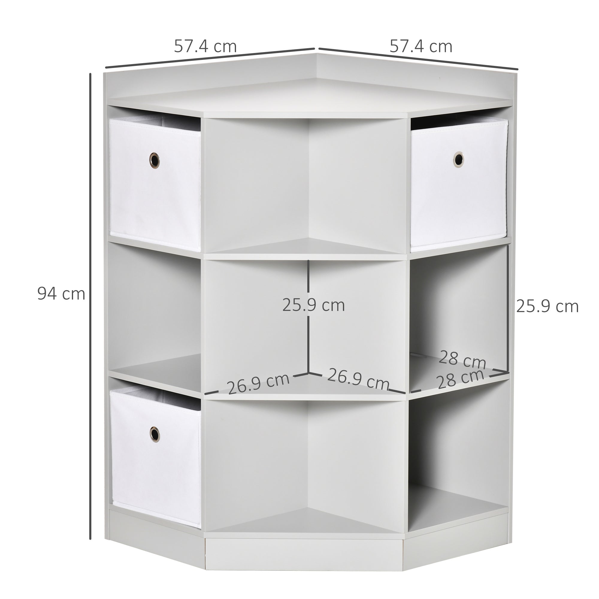 Kids Bookcase, 3 Tier Toy Organiser Storage Unit BookShelf with 3 Non-woven Fabric Drawers, Anti-tip Device, for Bedroom, Children's Room, Playroom, Grey