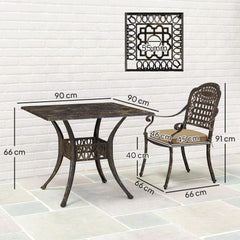 Five-Piece Cast Aluminium Garden Dining Set - Bronze Tone