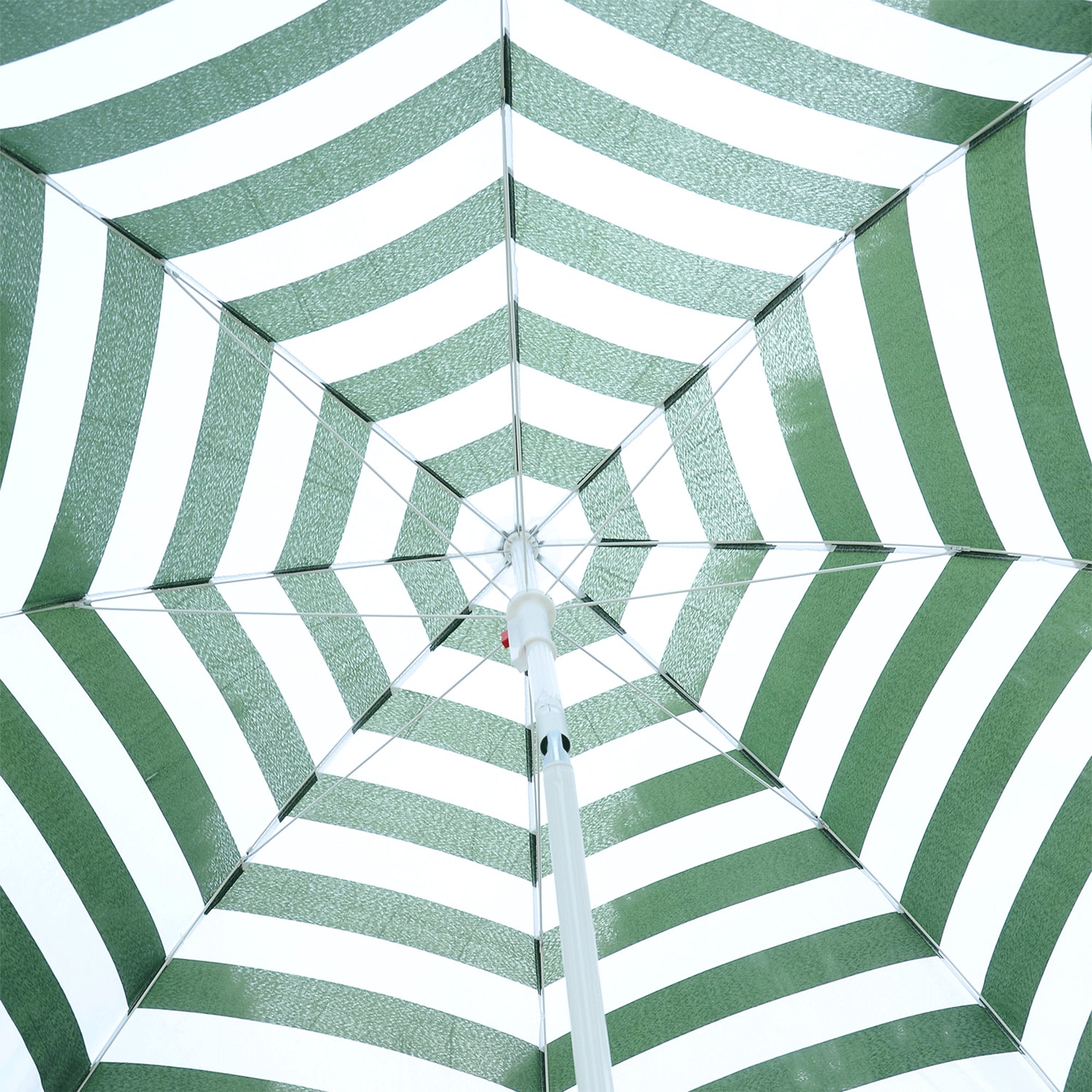 1.8m Beach Parasol Umbrella with Tilt Canopy, Lightweight Patio Garden Sunshade with 8 Ribs, Green & White Stripe