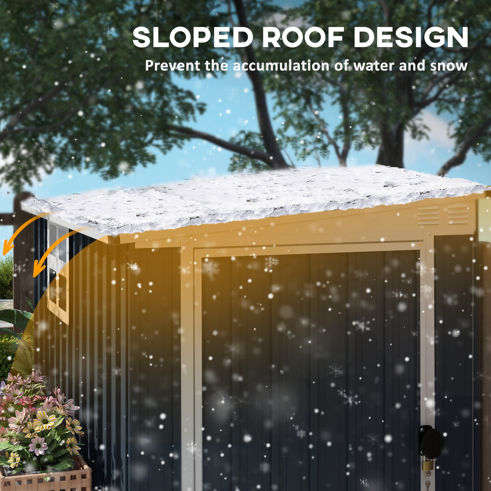 Fynco - 4 x 6ft Garden Metal Shed, Outdoor Storage Shed with Window, 2 Vents and Lockable Door for Garden, Patio, Dark Grey