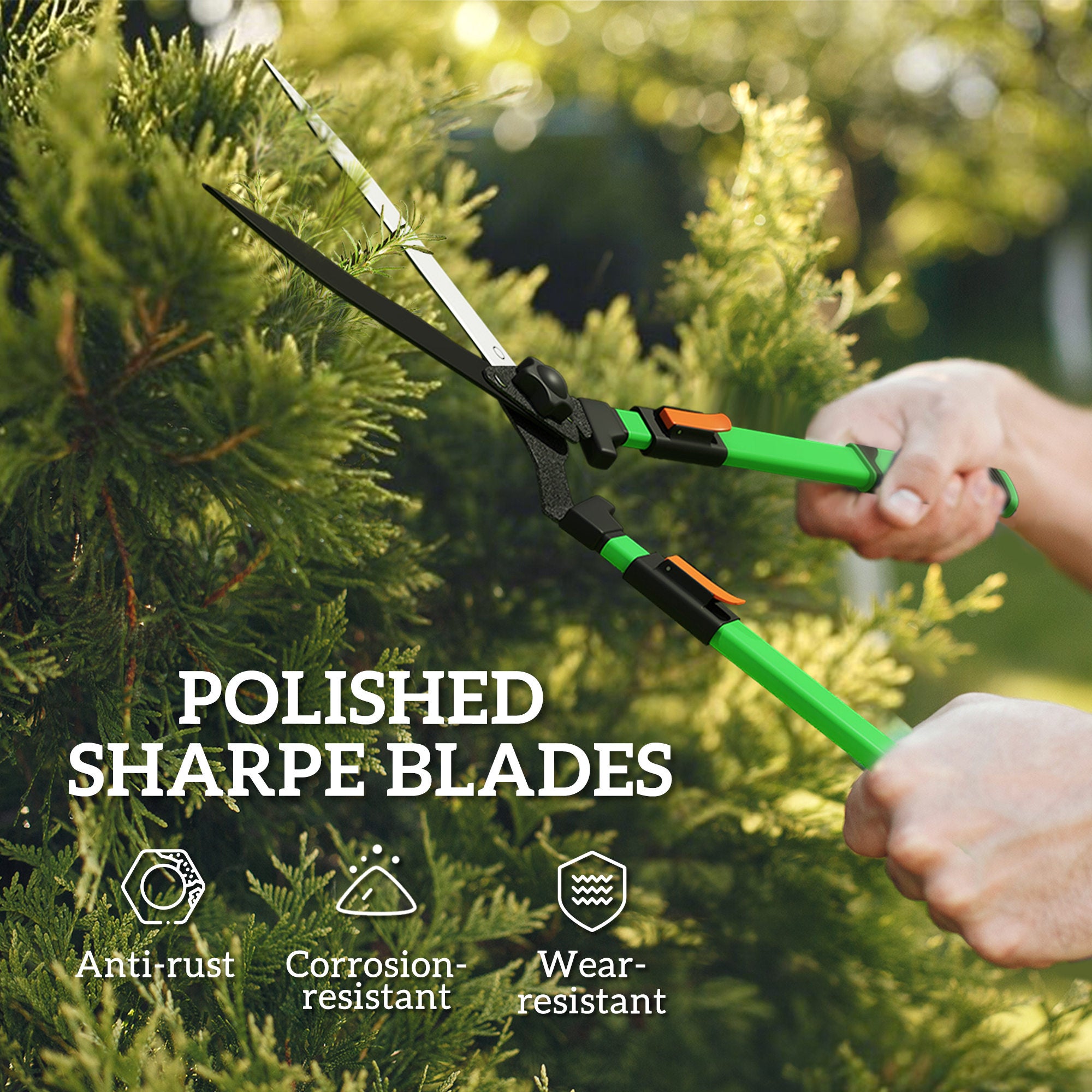 2 Pcs Garden Shears Set, Tree Lopper, Hedge Shears with Telescopic Extendable Handles, Garden Shears for Hedges, Shrubs and Bushes, Lightweight Shrub Care Kit for Cutting, Trimming