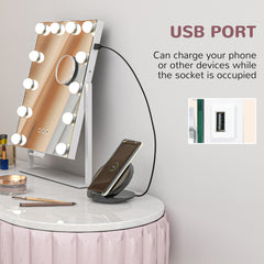 12 LED bulb Tabletop Makeup Mirror, with Adjustable Settings