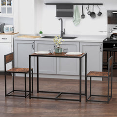 Dining Table and Chairs Set 2, Dining Room Sets, Rectangular Space Saving Table and 2 Chairs for Compact Kitchens, Steel Frame, Natural