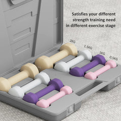 10KG Dumbbells Set with Carry Case, Hand Weights for Women and Men Home Gym Weight Lifting Training, Pink, Purple, Grey, Brown