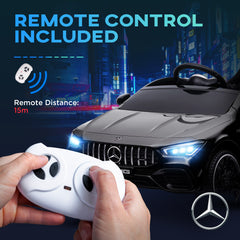 AIYAPLAY Mercedes-Benz AMG CLA 45 Licensed 12V Kids Electric Car Ride on Car w/ Remote, Suspension Lights Music Horn - Black