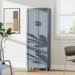 Freestanding Kitchen Cupboard, 4-Door Storage Cabinet with Adjustable Shelves, Modern Kitchen Pantry for Dining Room, 170cm, Grey Wood Effect