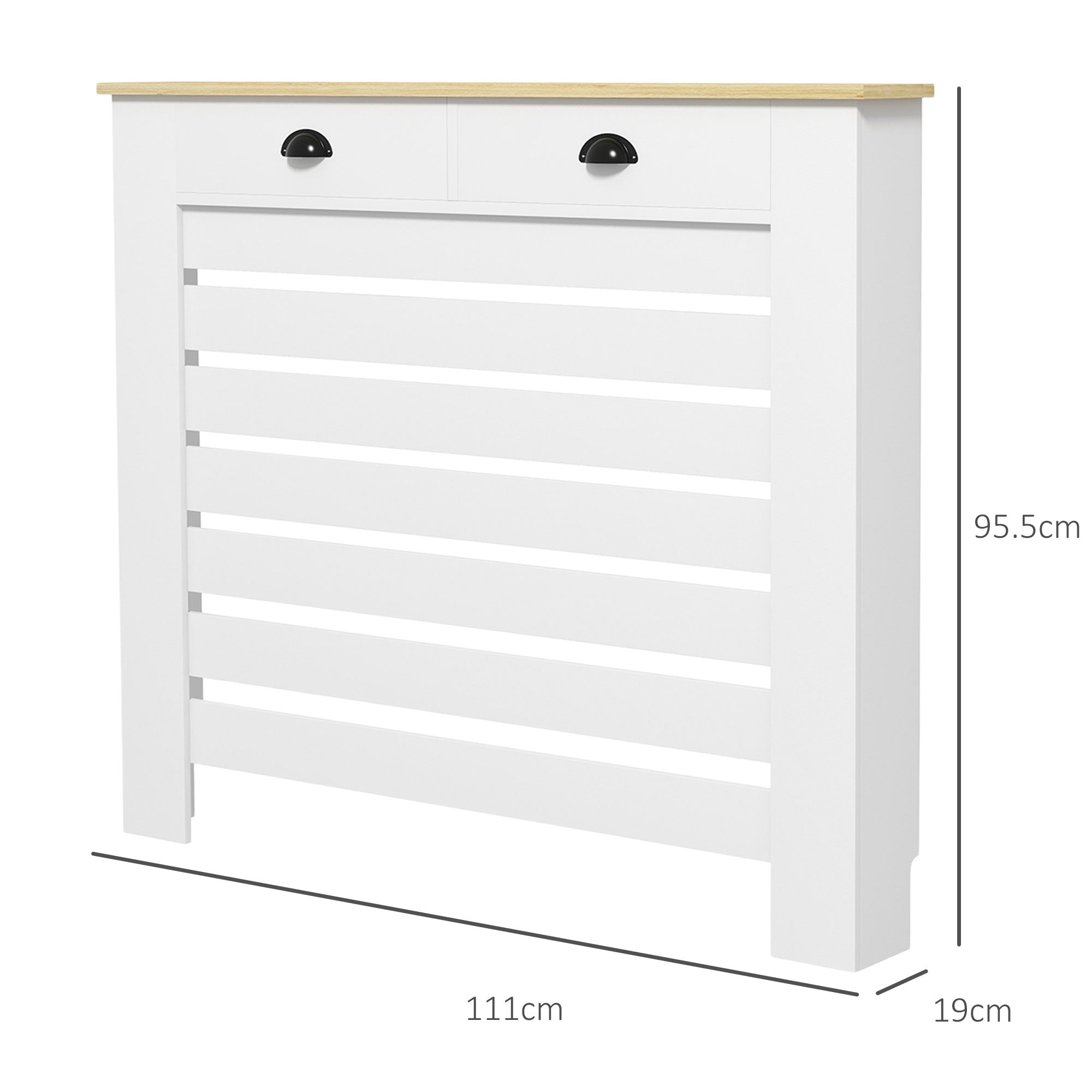 Fynco - 95.5H x 111Wcm Radiator Cover, with Drawer - White