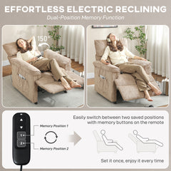Fynco - Corduroy Electric Massage Recliner - Brown