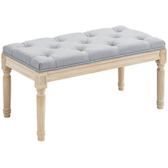 Vintage Wooden Bed End Bench - Light Grey