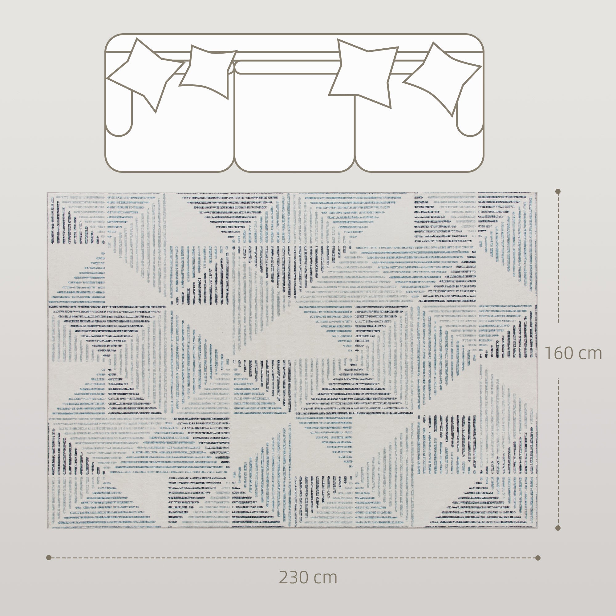 Fynco - Modern Area Rug, Geometric Pattern Non-Slip Washable Rug, Soft Floor Carpet for Living Room, Bedroom, Dining Room, Home Office, 230 x 160 cm, Multi-Coloured