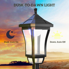 Fynco - 1.3 m Garden Lamp Post Light, LED Outdoor Solar Post Lights, Waterproof IP44 for Patio, Garden, Pathway, Cool White