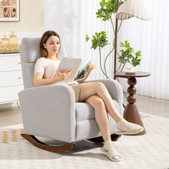 Fynco - Corduroy Rocking Armchair - Grey