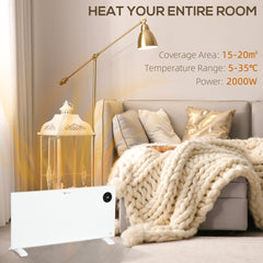 Fynco - 2000W Electric Convector Heater, Freestanding or Wall Mounted, Space Heater with Adjustable Thermostat, Timer, White