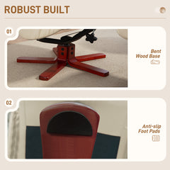 Fynco - Rocking Recliner Chair with Footstool, PU Leather Recliner Armchair with Wood Base, Upholstered Reclining Chair for Living Room Bedroom, Cream